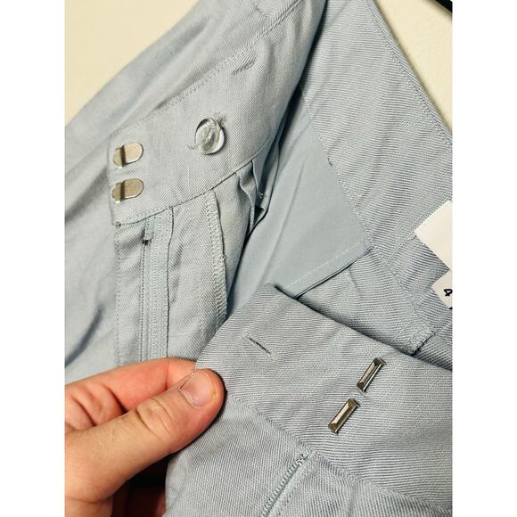 ROSETTA GETTY Women's Light Blue Linen Front Zip Wide Leg Trouser Pants Size 4 - Picture 6 of 14
